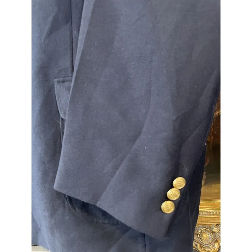 VTG David Taylor 52L Navy Wool Blend Hopsack Gold 2Btn Blazer Sport Coat Jacket‎